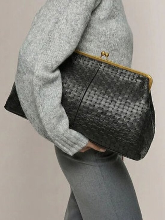 Handbags - Black Leather Oversized Clutch